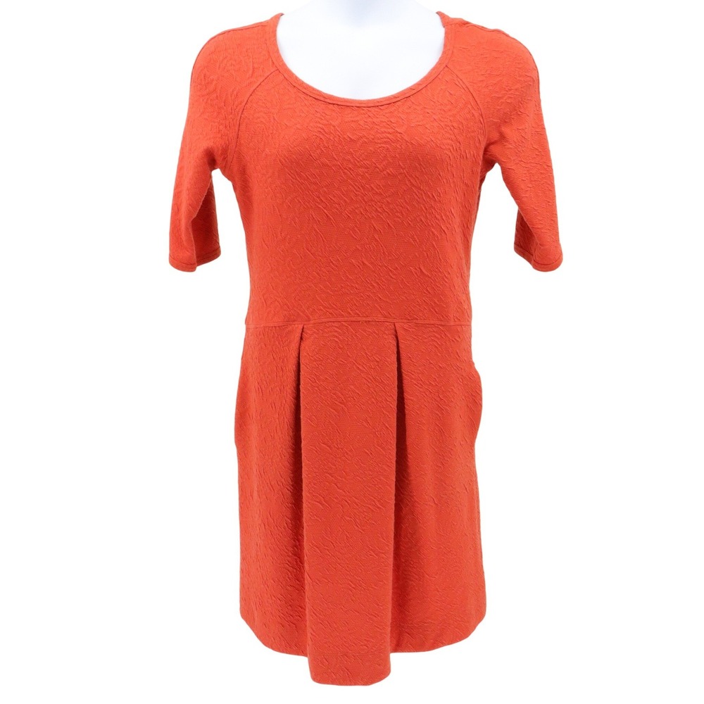 Peruvian Connection Orange Textured Knit Fit and Flare Pocket Dress M